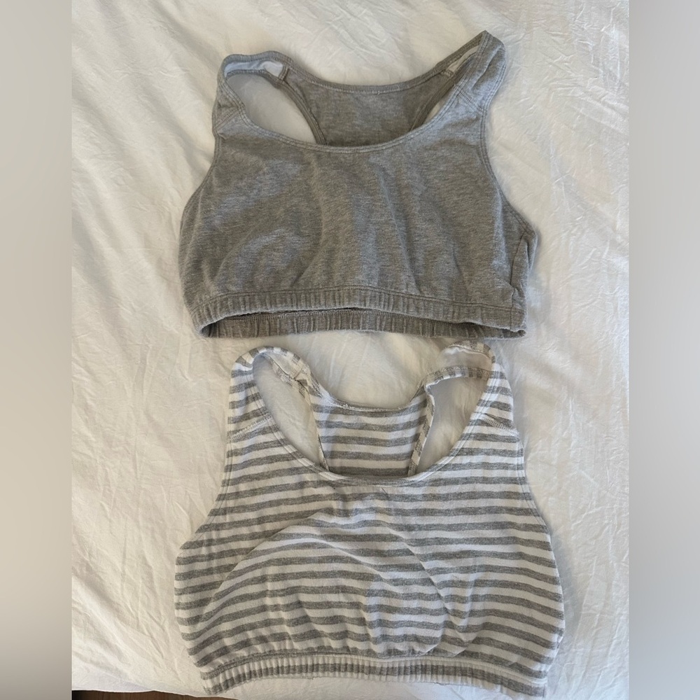 Gray and Striped Women's Sports Bras